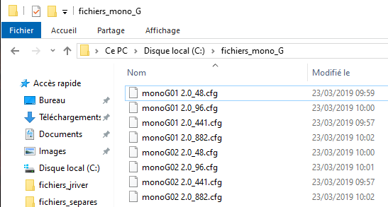 Les fichiers de configuration pour une écoute en mono sur le canal gauche