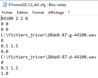 Fichier de correction par convolution à 44100 Hz en mono G+D